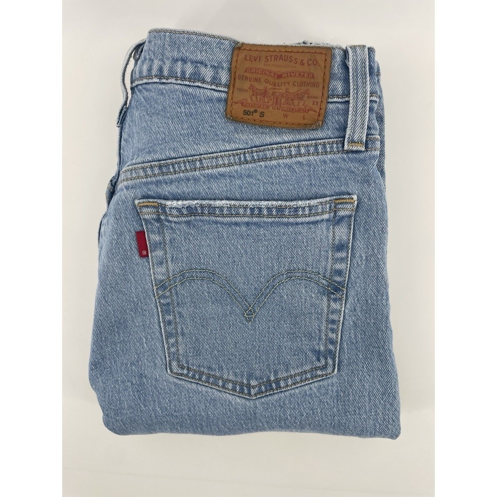 Levi's 501 S Skinny Jeans Womens 27x27 Light Blue Distressed High Rise Classic